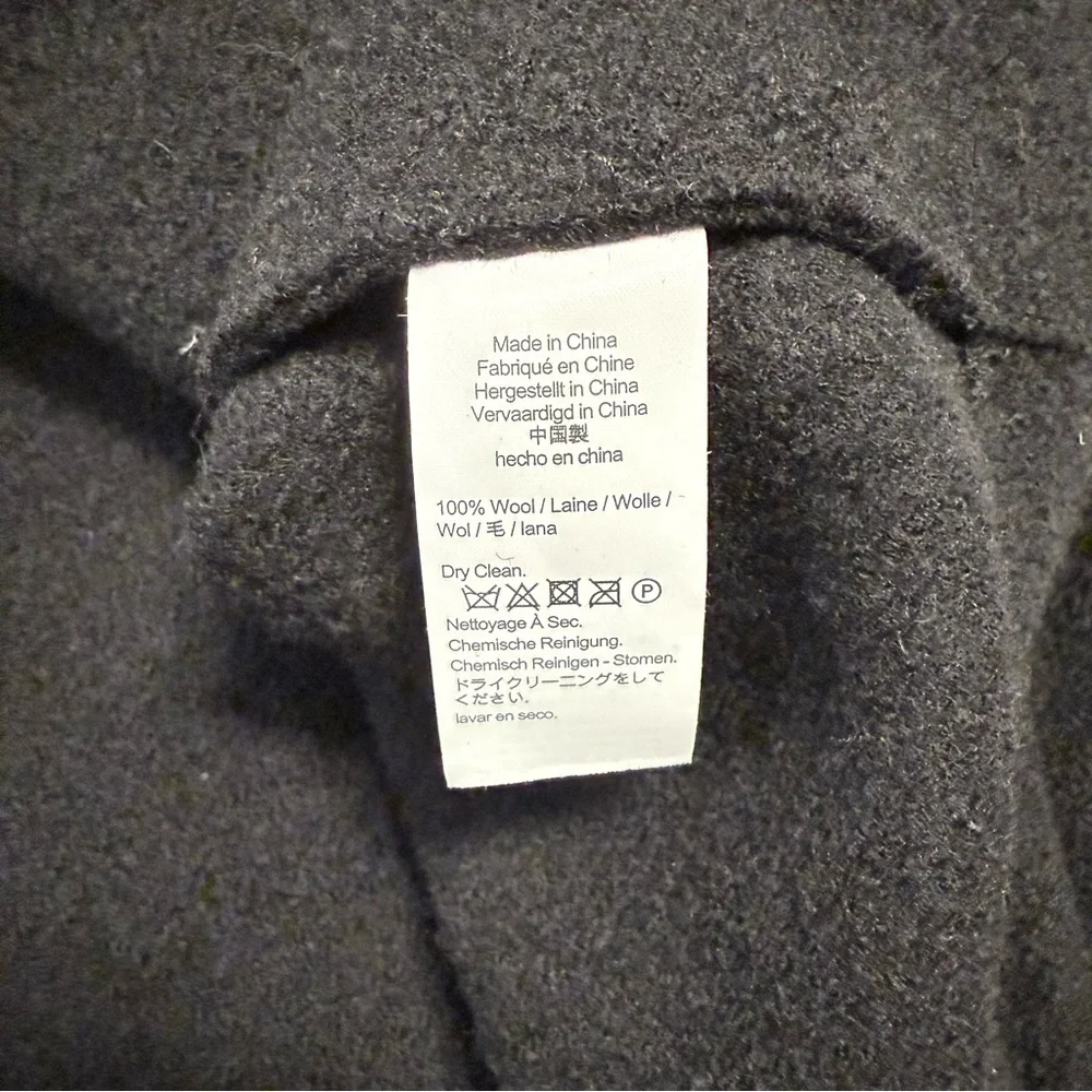 J. Crew Daphne Italian Boiled Wool Coat Women’s Size 12 Black Double Breasted - Picture 8 of 12